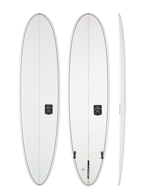 Creative Army Surfboards  - Jumbo Jet white mid length surfboard