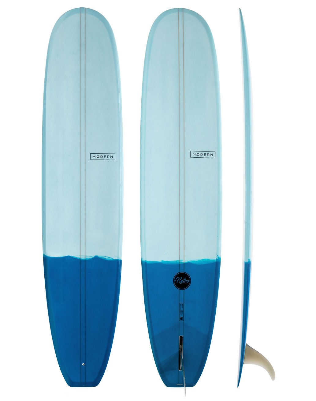 Modern Surfboards - Retro - two tone blue longboard
