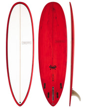 Load image into Gallery viewer, Modern Surfboards - Love Child - red and white mid length surfboard
