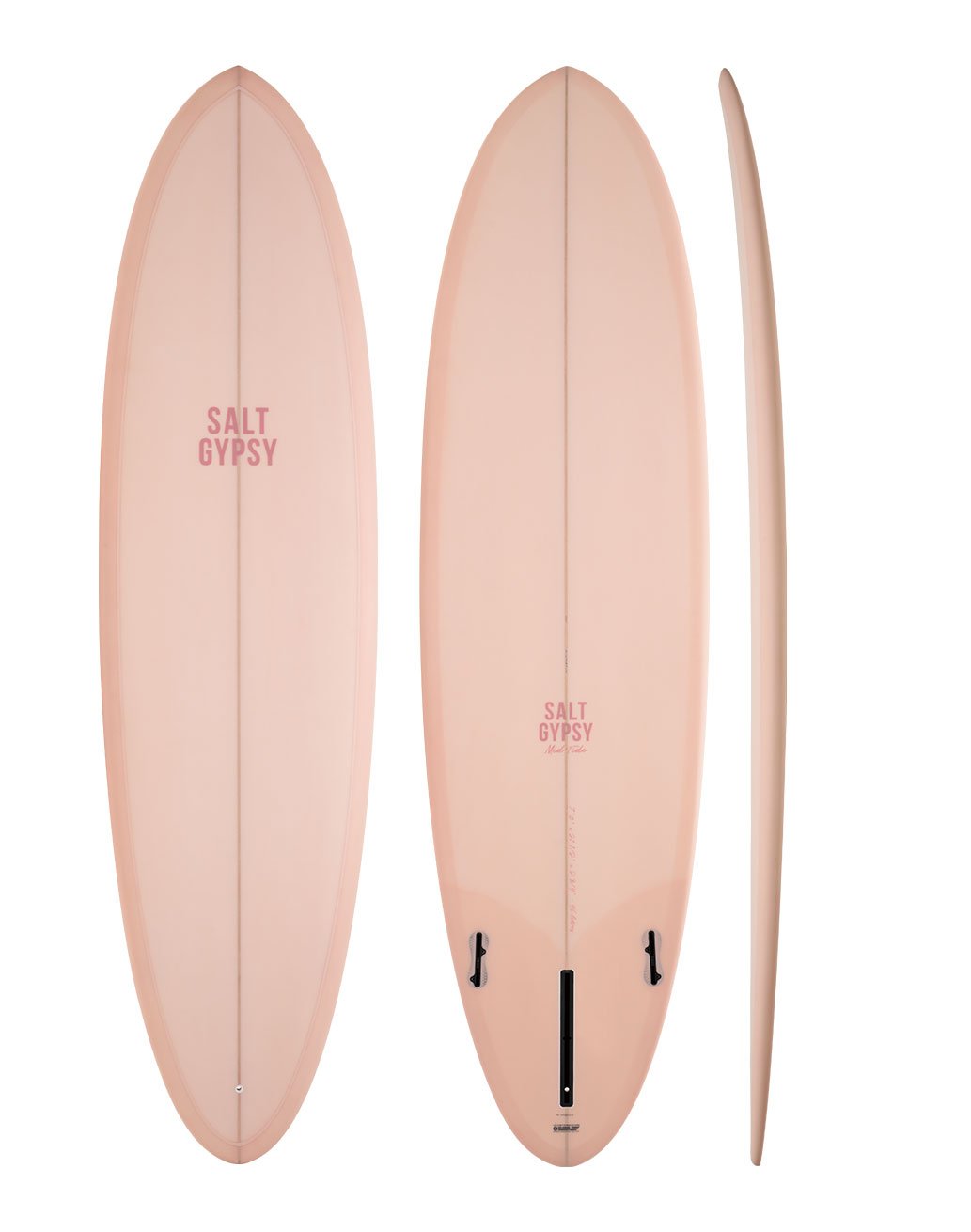 Salt Gypsy - Mid Tide - dirty pink coloured longboard